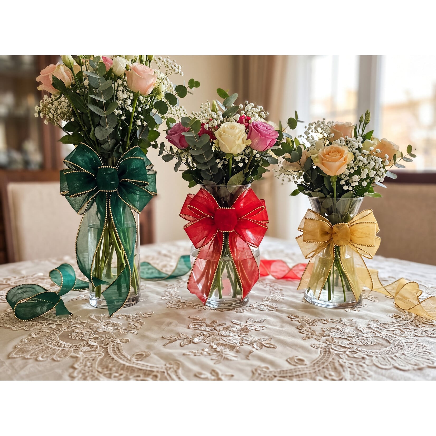 2.5" × 10 Yard Pearled Wired Organza Ribbon – Elegant Trim for Holiday Decor, Bows & Gift Wrapping