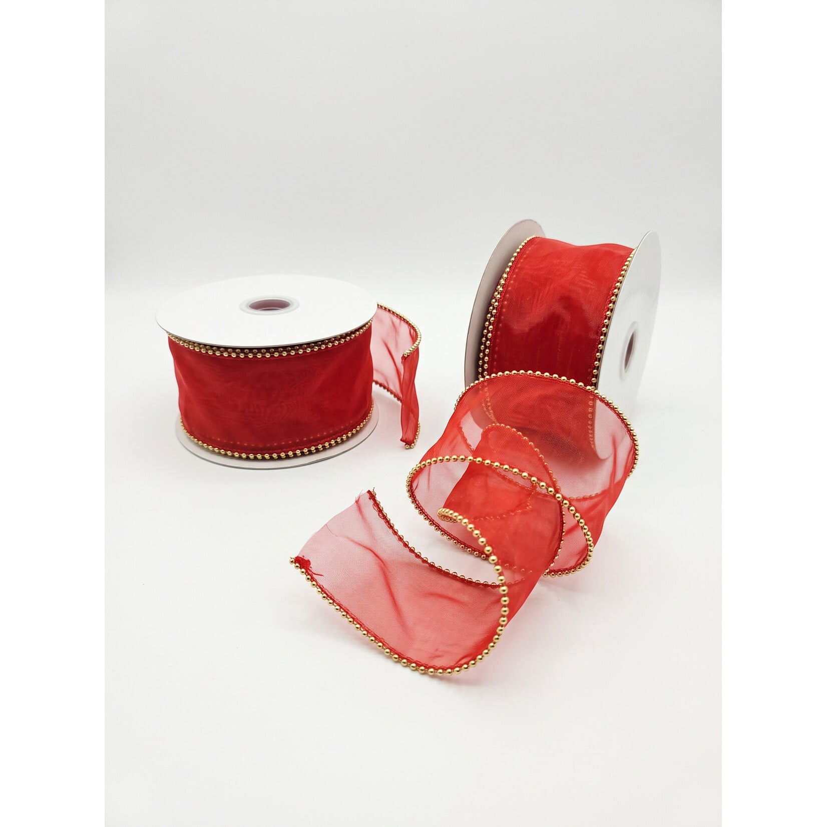 2.5" × 10 Yard Pearled Wired Organza Ribbon – Elegant Trim for Holiday Decor, Bows & Gift Wrapping