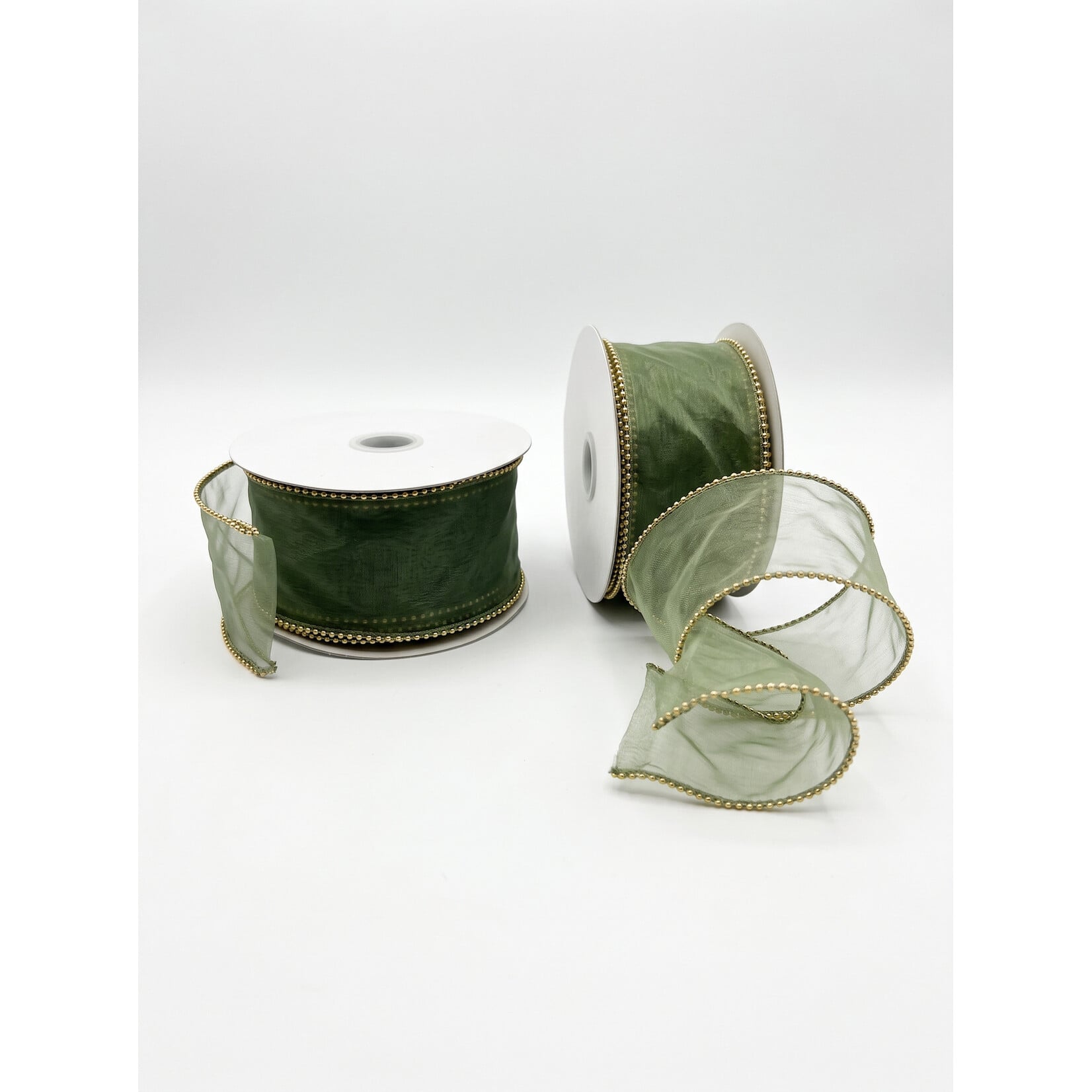 2.5" × 10 Yard Pearled Wired Organza Ribbon – Elegant Trim for Holiday Decor, Bows & Gift Wrapping