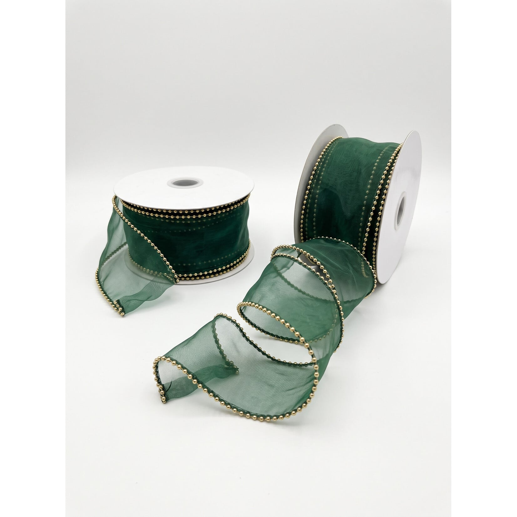 2.5" × 10 Yard Pearled Wired Organza Ribbon – Elegant Trim for Holiday Decor, Bows & Gift Wrapping