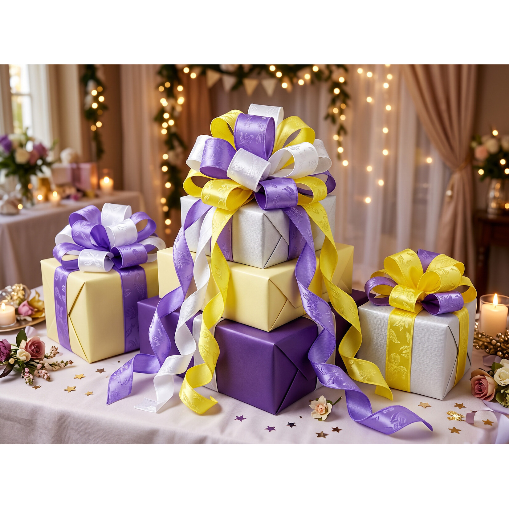 Premium Stamped Wired Satin Ribbon, 2"x10 Yards –Floral centerpieces, gift, pew bows, holiday decor, & event crafts