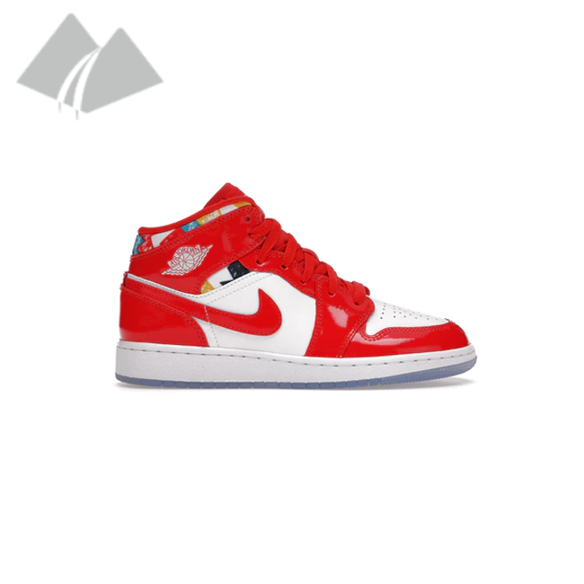 Jordan 1 Mid (M) Barcelona Sweater Red Patent - The Valley