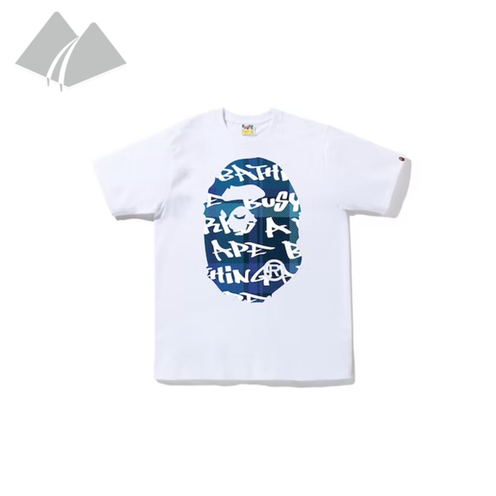 Bape BAPE Tee Graffiti Check Big Ape Head White Blue