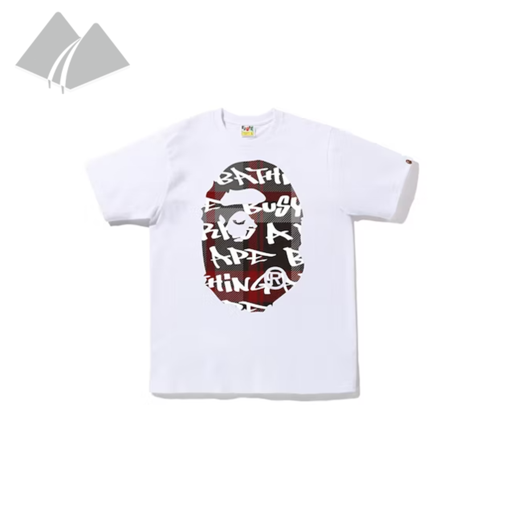 Bape BAPE Tee Graffiti Check Big Ape Head White Red