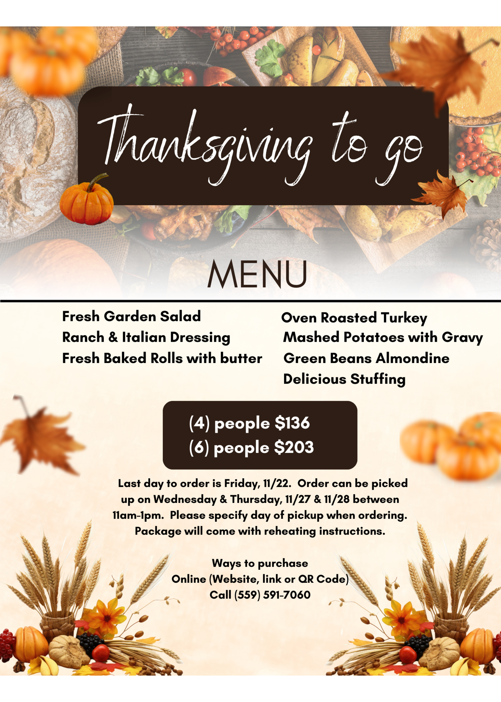 Thanksgiving Dinner To-Go (4) people