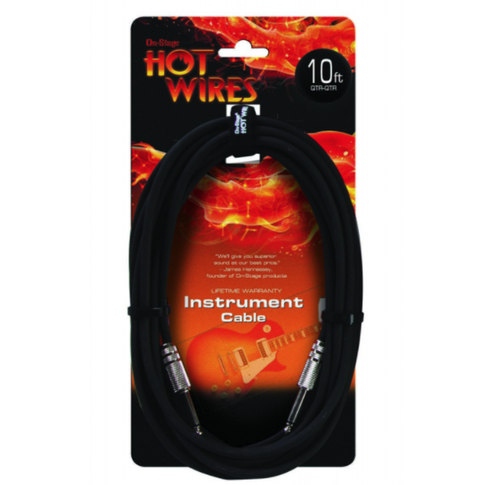 On-Stage Hot Wires 10ft. Instrument Cable