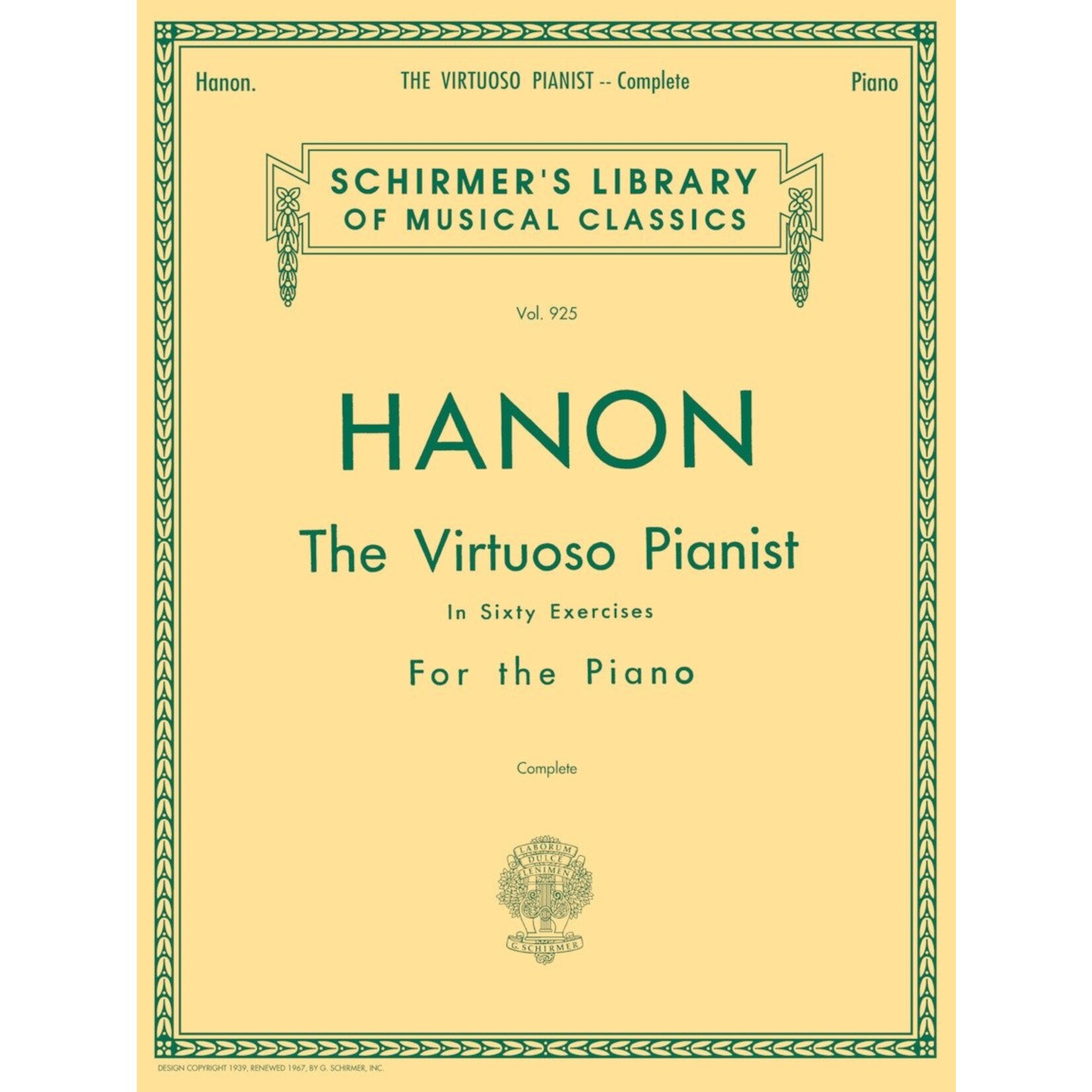 Hanon Virtuoso Pianist in 60 Exercises Complete Schirmer's Library of Musical Classics, Vol. 925