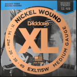 D'Addario D'addario EXL115W 11-49 Wound Third Nickel Wound Electric Guitar Strings