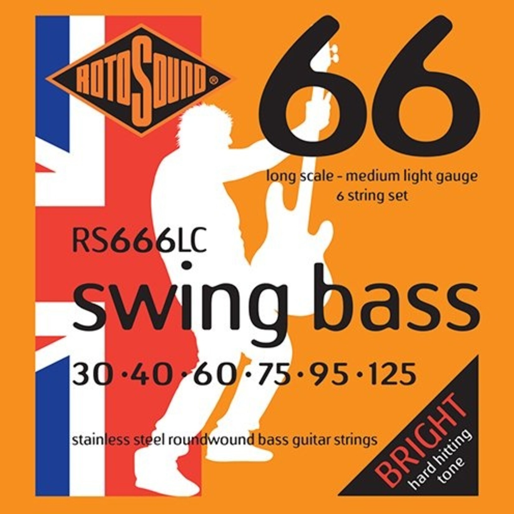 Rotosound RS666LC Swing Bass 66 Stainless Steel 6 String Bass Guitar Strings (30 40 60 75 95 125)