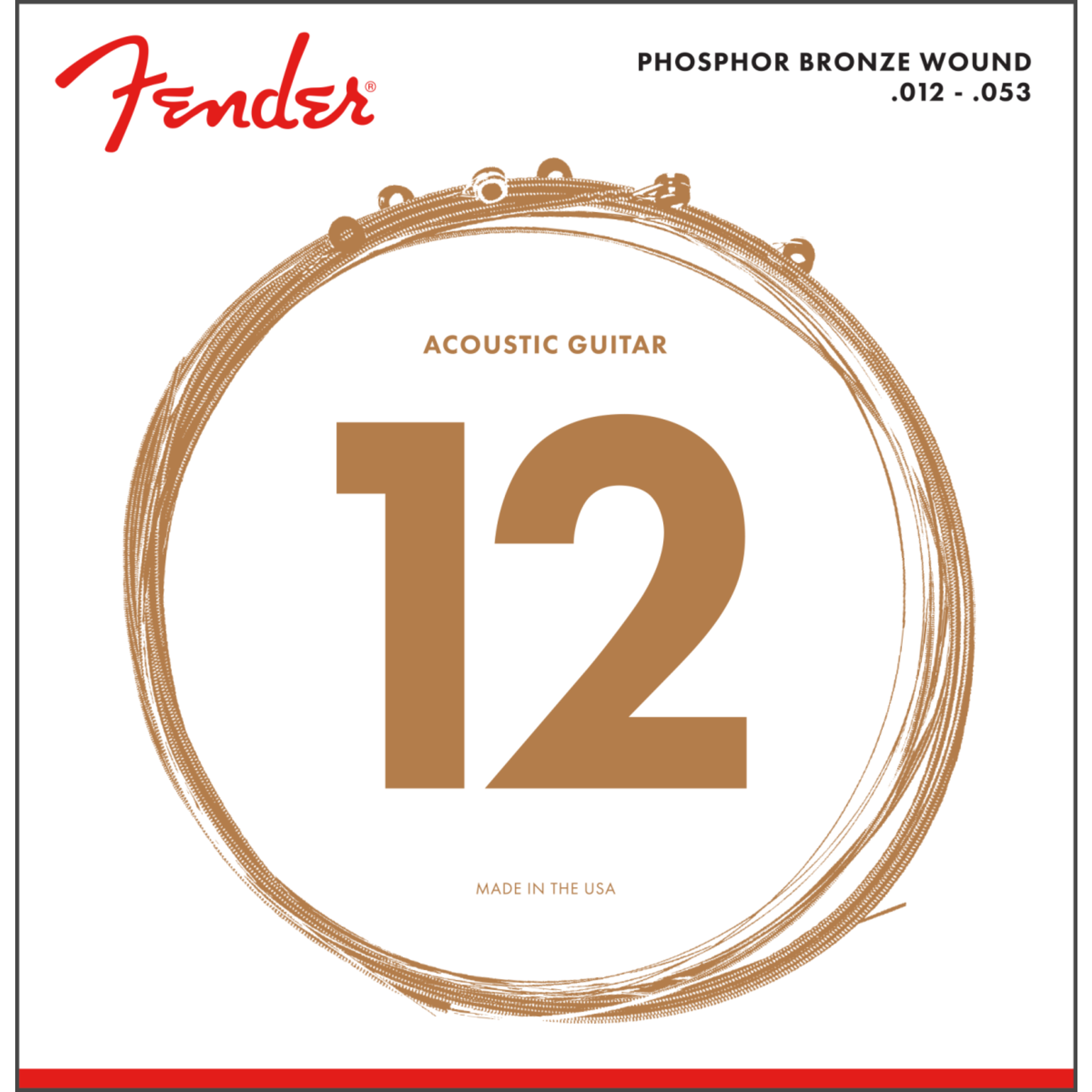 Fender Phosphor Bronze Acoustic Guitar Strings, Ball End, 60L .012-.053 Gauges