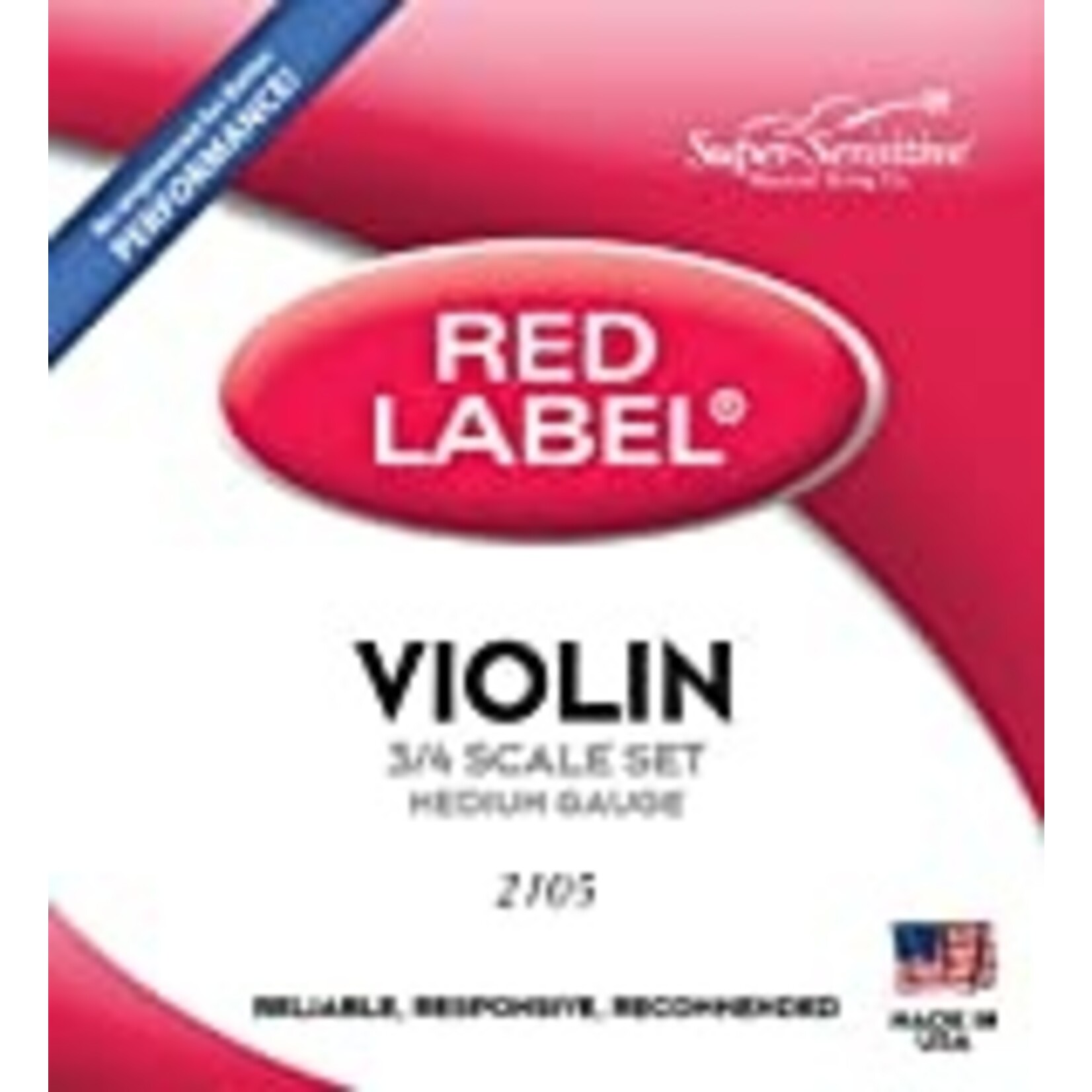 Super Sensitive Red Label Violin String Set, Orchestra Tone 3/4