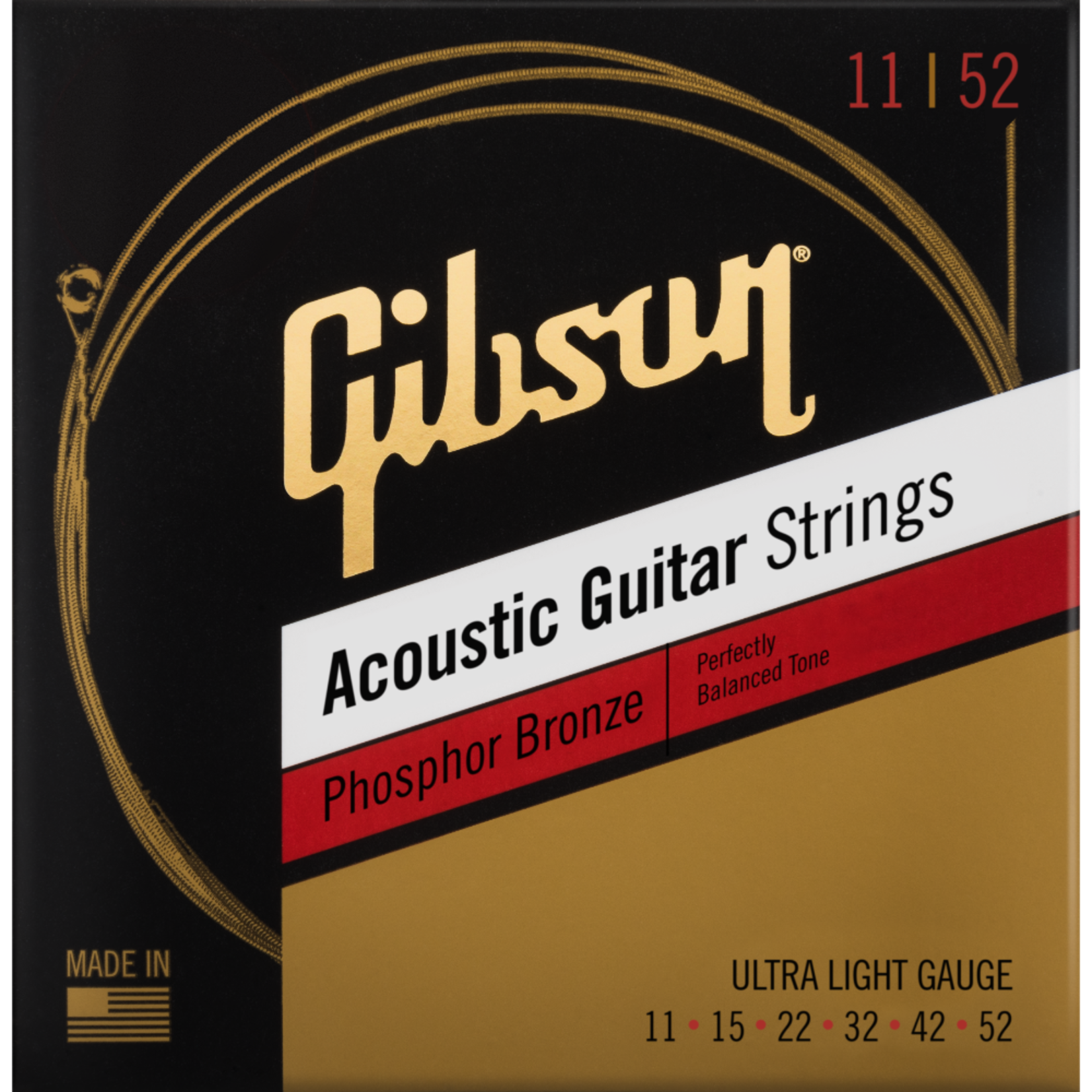 Gibson Phosphor Bronze Ultra Light Gauge 11-52 Acoustic Guitar Strings