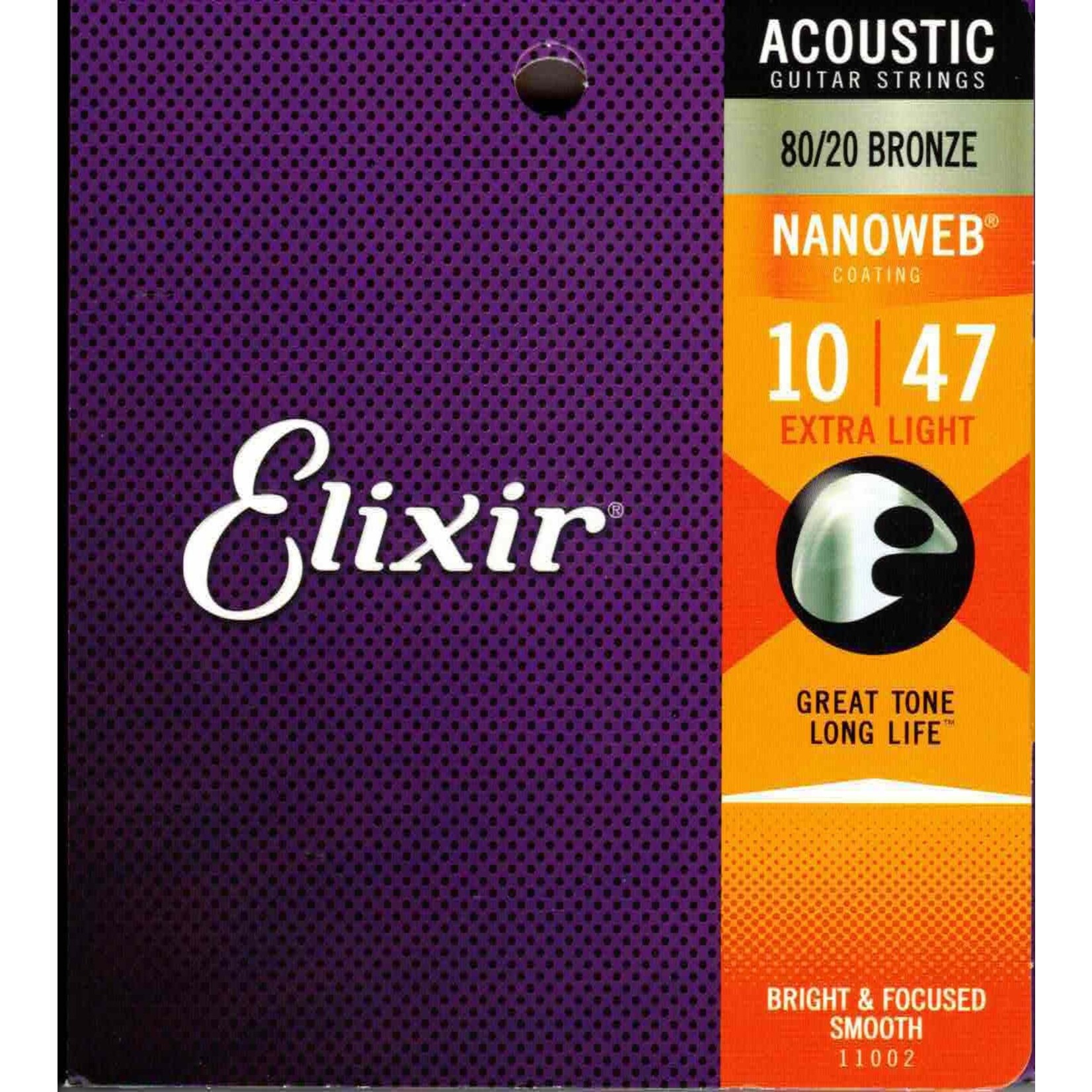 Elixir 11002 Nanoweb 80/20 Bronze Extra Light Acoustic Guitar Strings