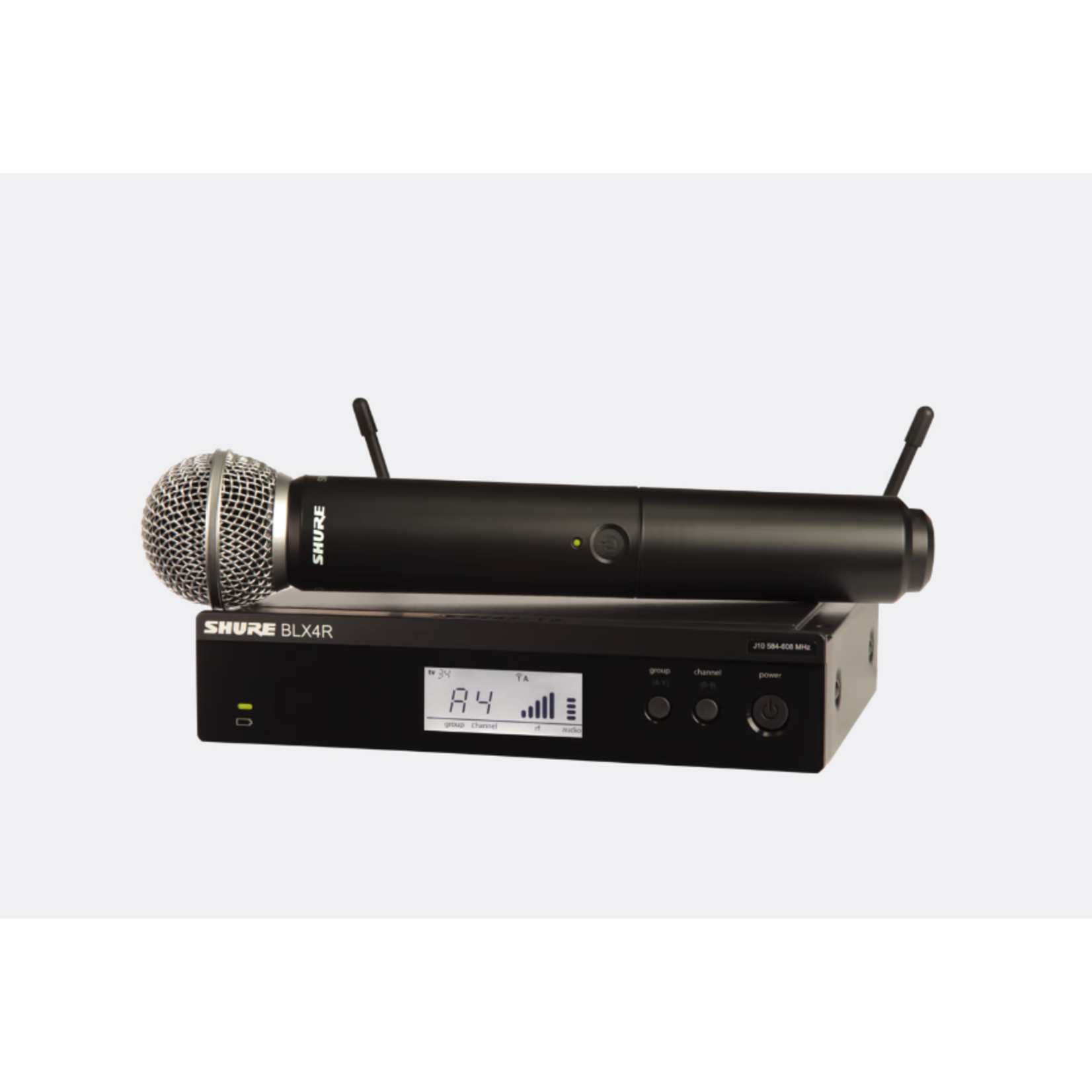 Shure BLX24R/SM58-H9 BLX Series Single-Channel Rackmount Wireless Mic System with SM58 Handheld, H9 Band (512-542MHz)