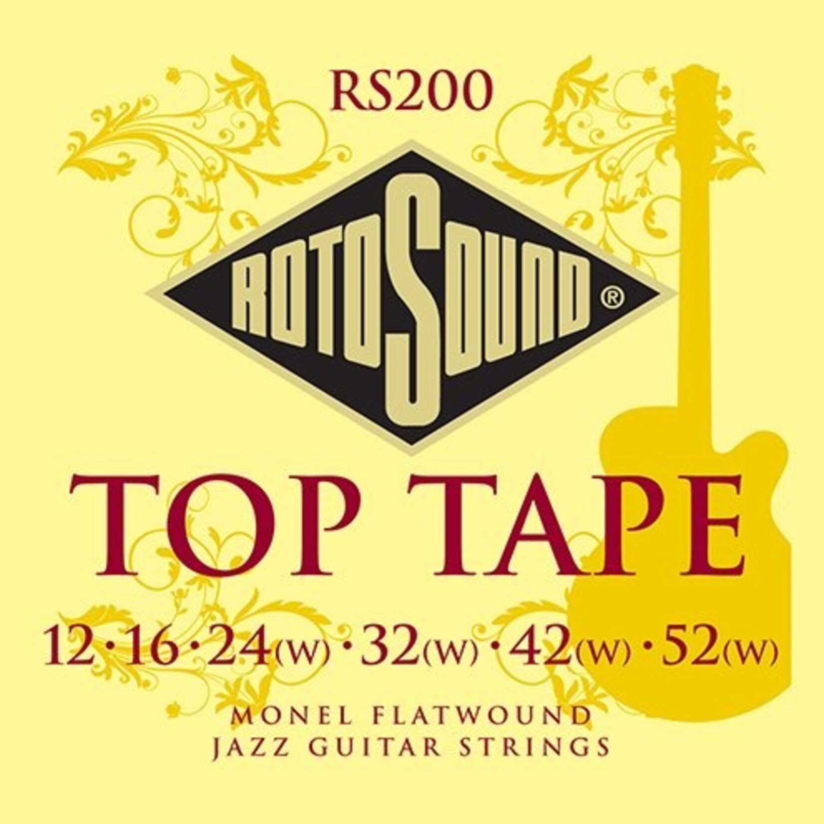 Rotosound RS200 Top Tape Monel Flatwound Electric Guitar String (12 16 24 32 42 52)