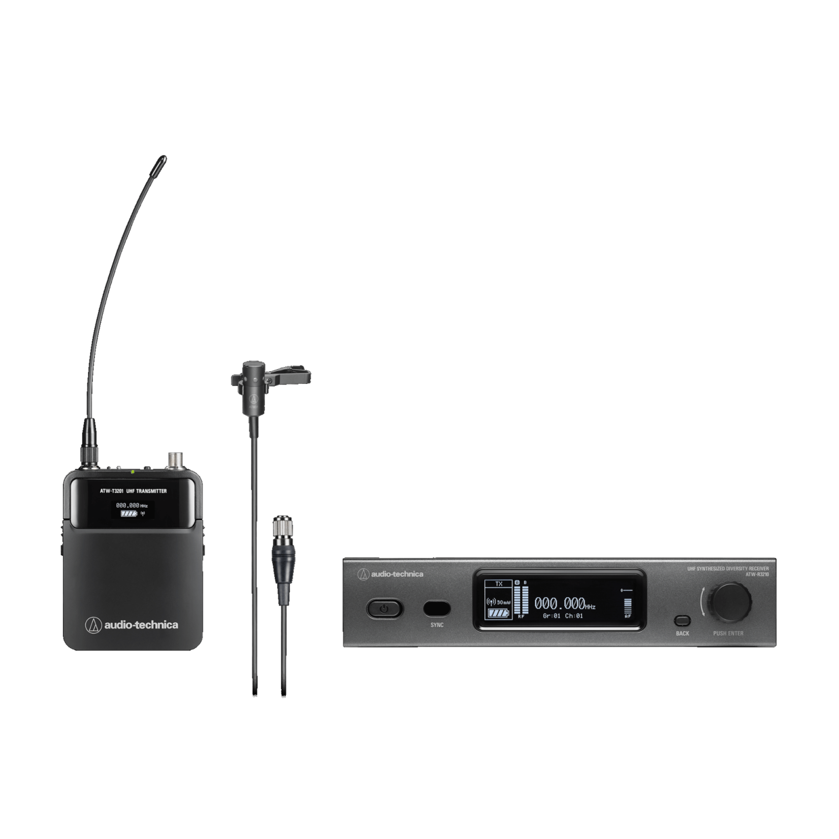 Audio-Technica ATW-3211/831 3000 Series Wireless Lavalier Microphone System (470-530 MHz)