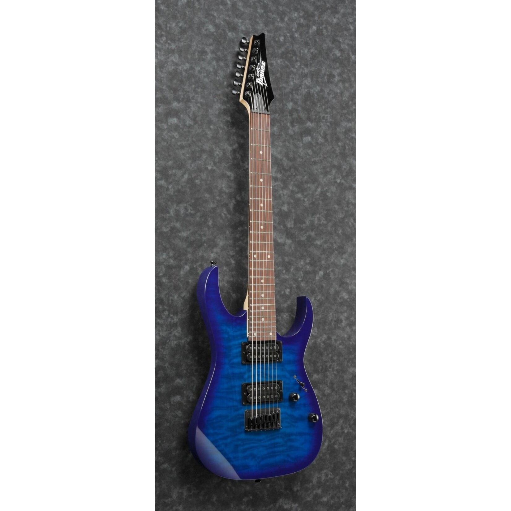 Ibanez GRG7221QATBB GIO RG 7str Electric Guitar - Transparent Blue Burst