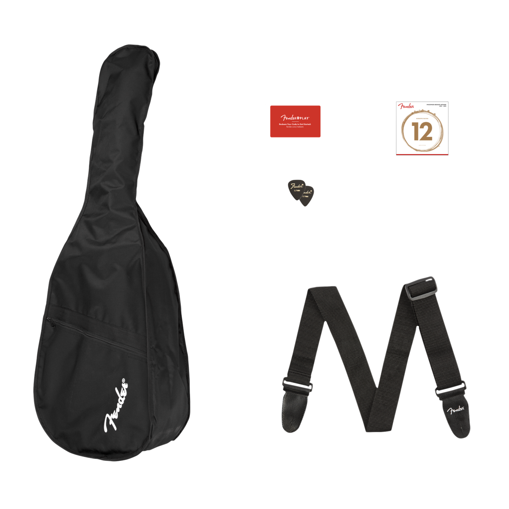 Fender FA-115 Dreadnought Acoustic Guitar Package w/ Bag, Strap, Picks, Strings and 3-Months of Fender Play - Natural