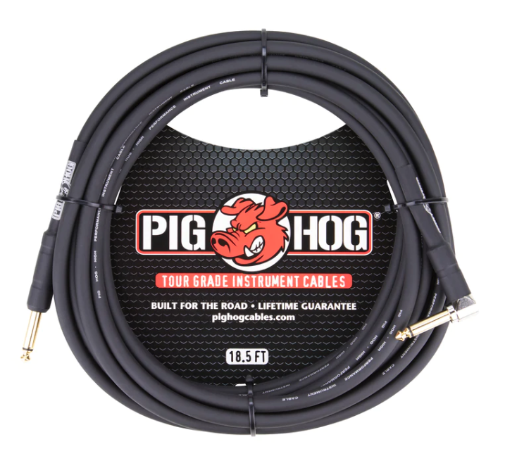 Pig Hog Instrument Cable 1/4" Straight - Right Angle - 18.5'