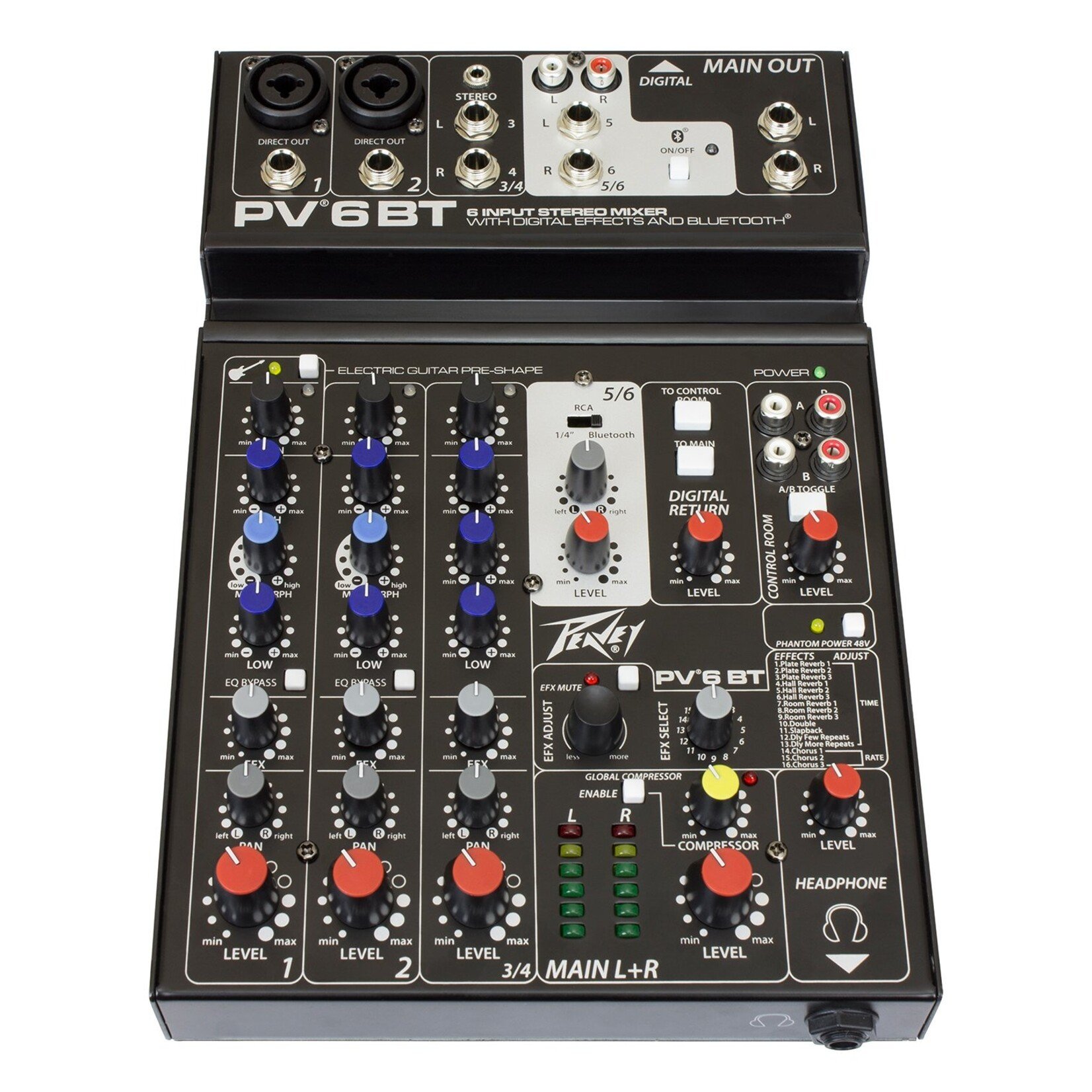 Peavey PV 6 BT 6 Channel Compact Mixer W/Bluetooth