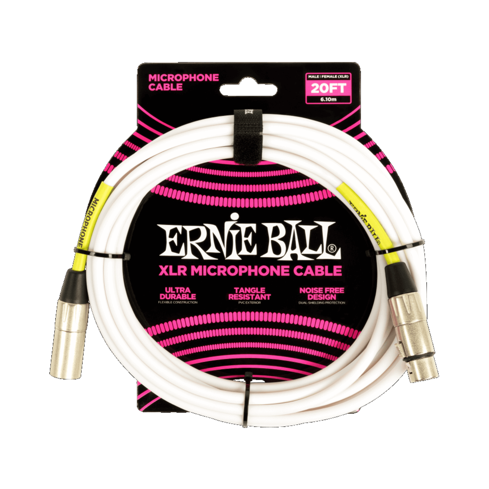 Ernie Ball Classic XLR Microphone Cable Male/Female 20ft - White