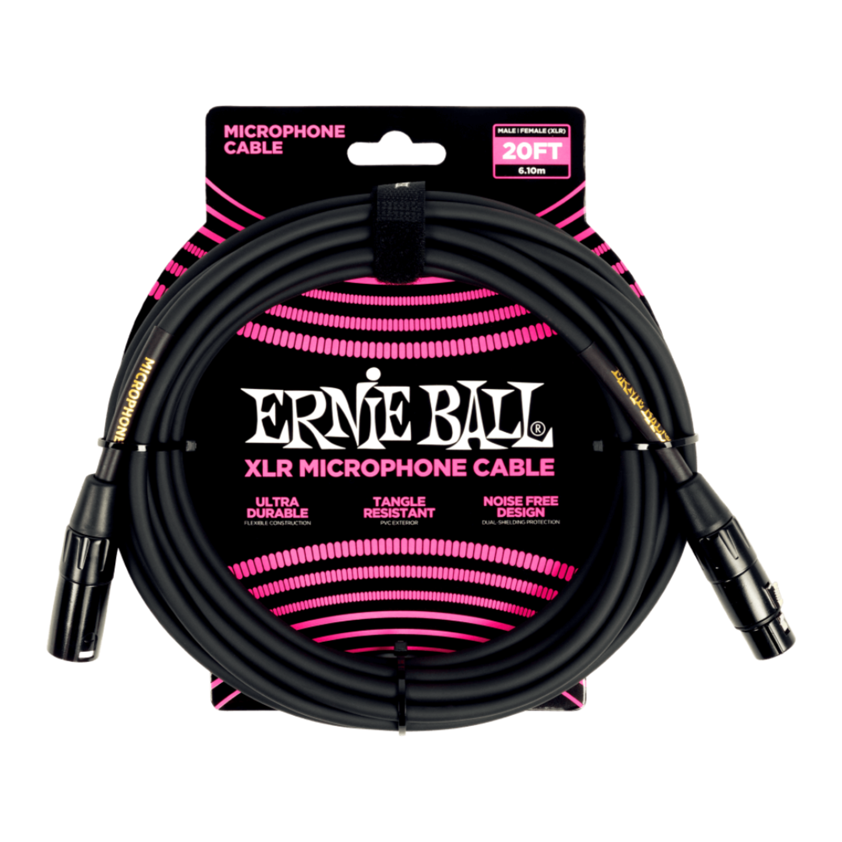 Ernie Ball Classic XLR Microphone Cable Male/Female 20ft - Black