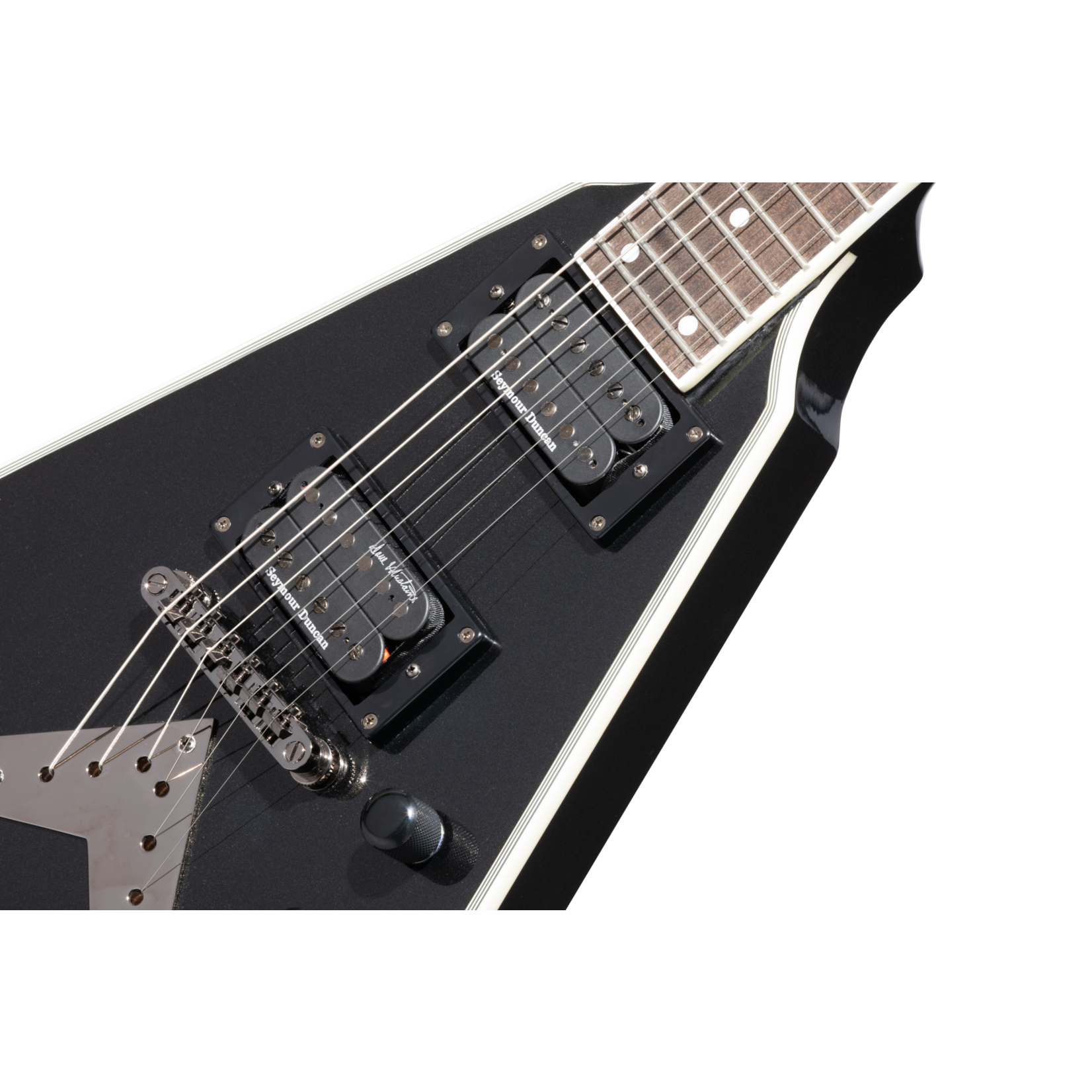 Epiphone Dave Mustaine Flying V Custom Electric Guitar W/Case & Seymour Duncan Pickups - Black Metallic