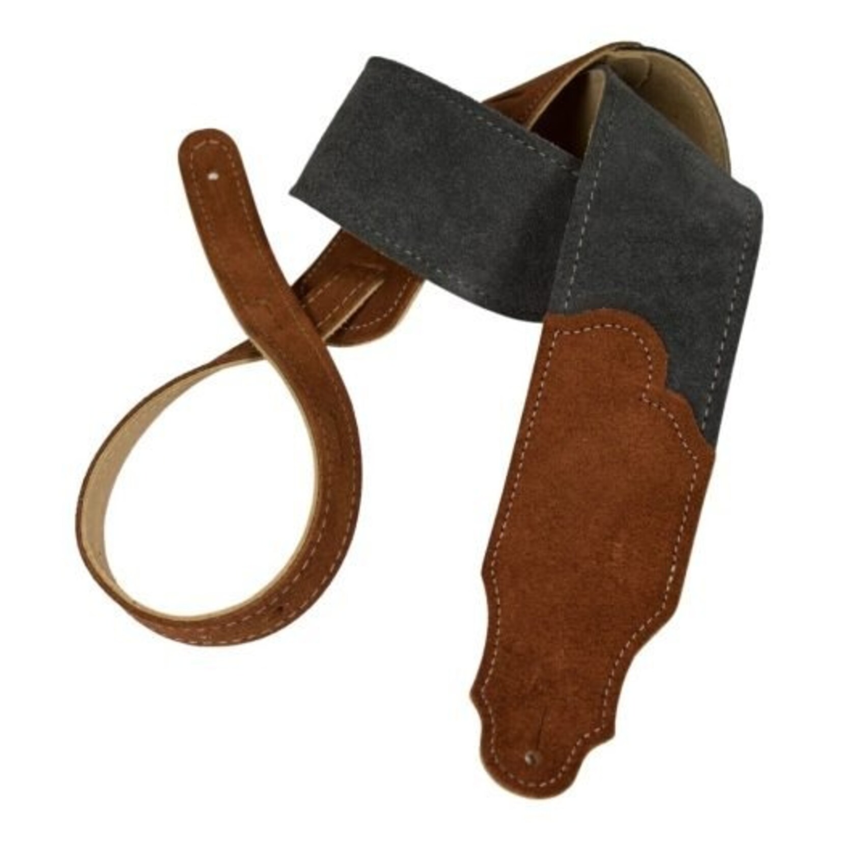 Franklin Sedona Suede Guitar Strap - Gray Suede W/Rust End