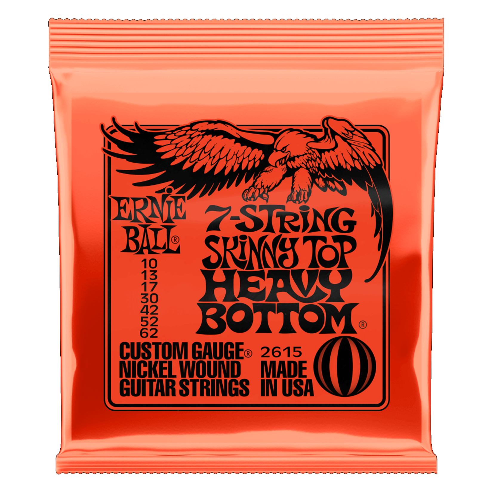 Ernie Ball Skinny Top Heavy Bottom Slinky Nickel Wound 7-String Electric Guitar Strings 10-62 Gauge