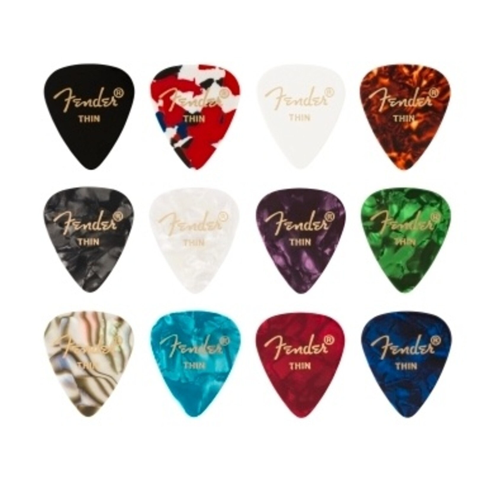 Fender 351 Shape Celluloid Medley Medium - 12 Pack
