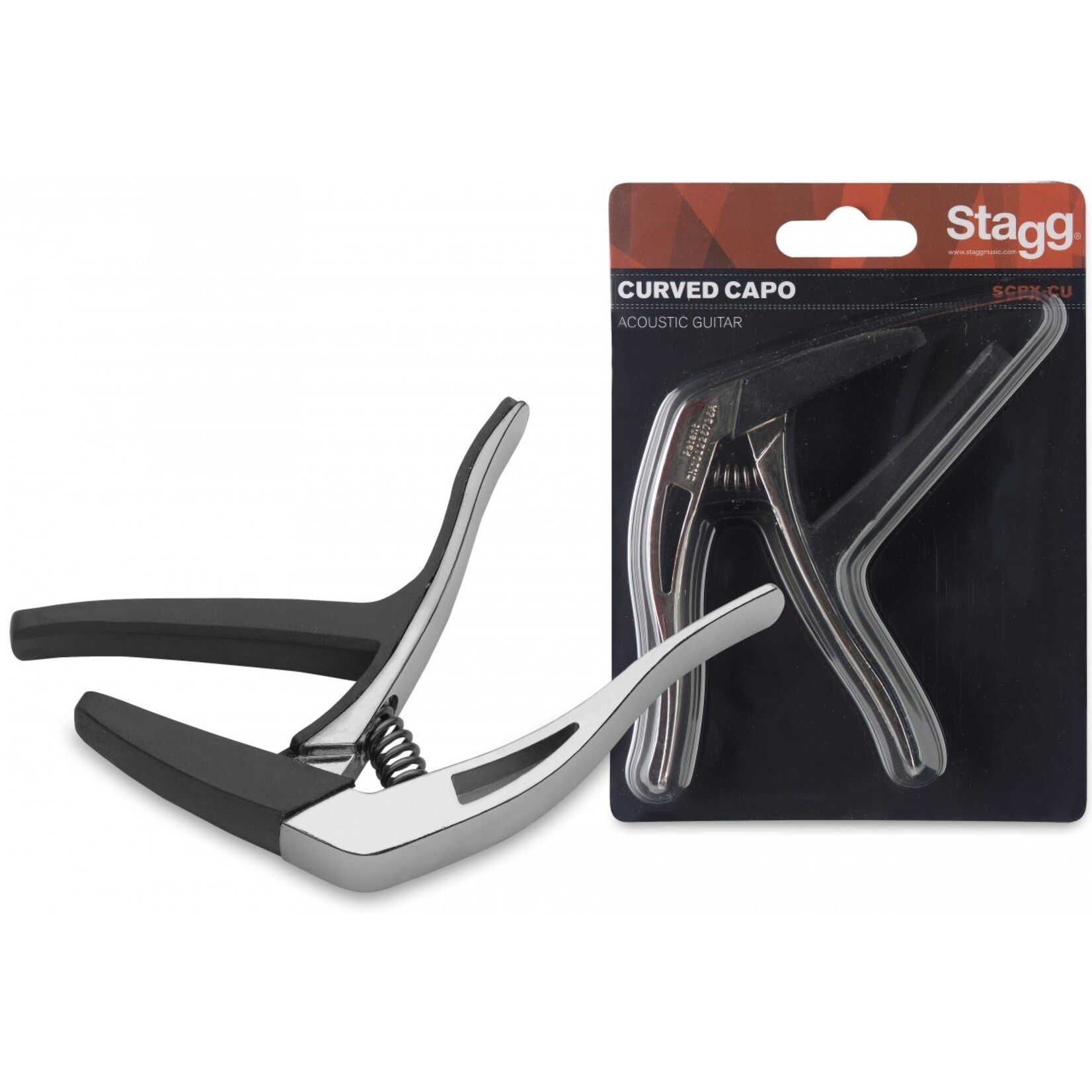 Stagg Curved Acoustic & Electric Guitar Capo - Chrome