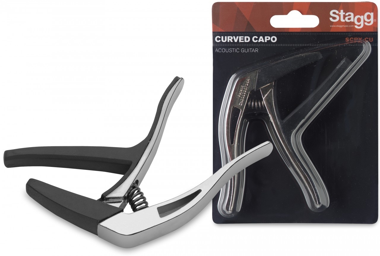 Stagg Curved Acoustic & Electric Guitar Capo - Chrome