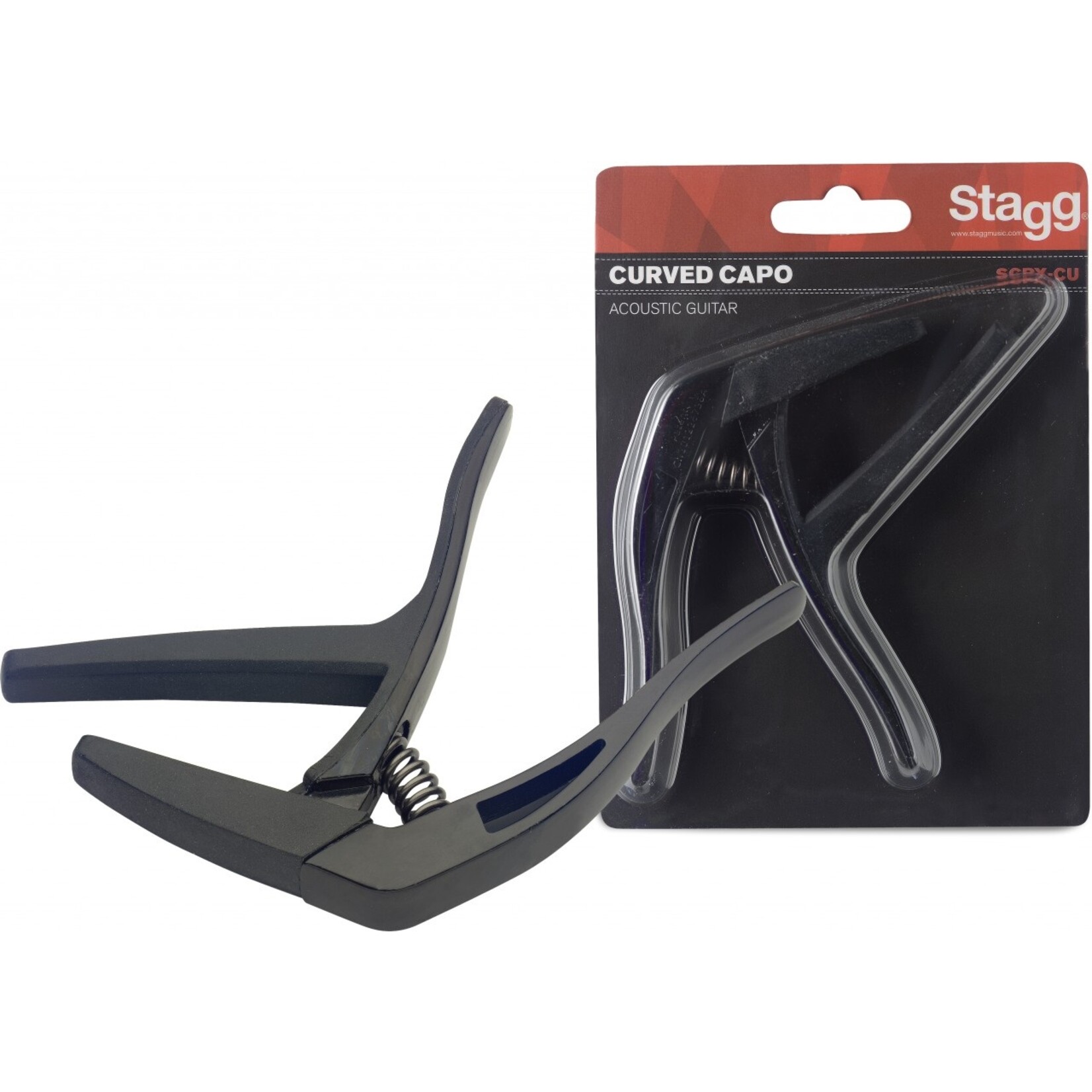 Stagg Curved Acoustic & Electric Guitar Capo - Black