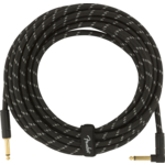 FENDER Fender Deluxe Series Instrument Cable, Straight/Angle, 25' - Black Tweed