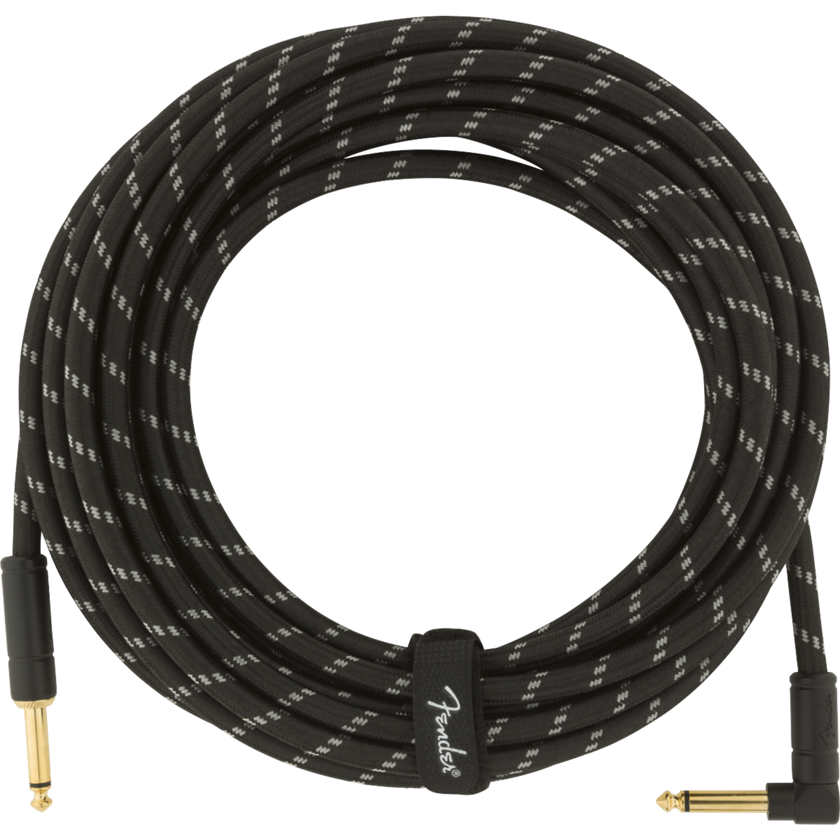 Fender Deluxe Series Instrument Cable, Straight/Angle, 25' - Black Tweed