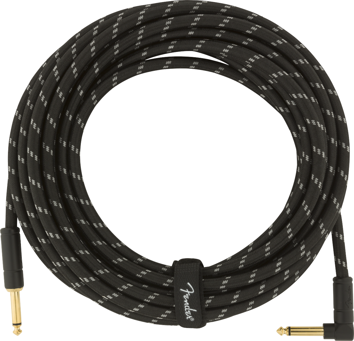 Fender Deluxe Series Instrument Cable, Straight/Angle, 25' - Black Tweed
