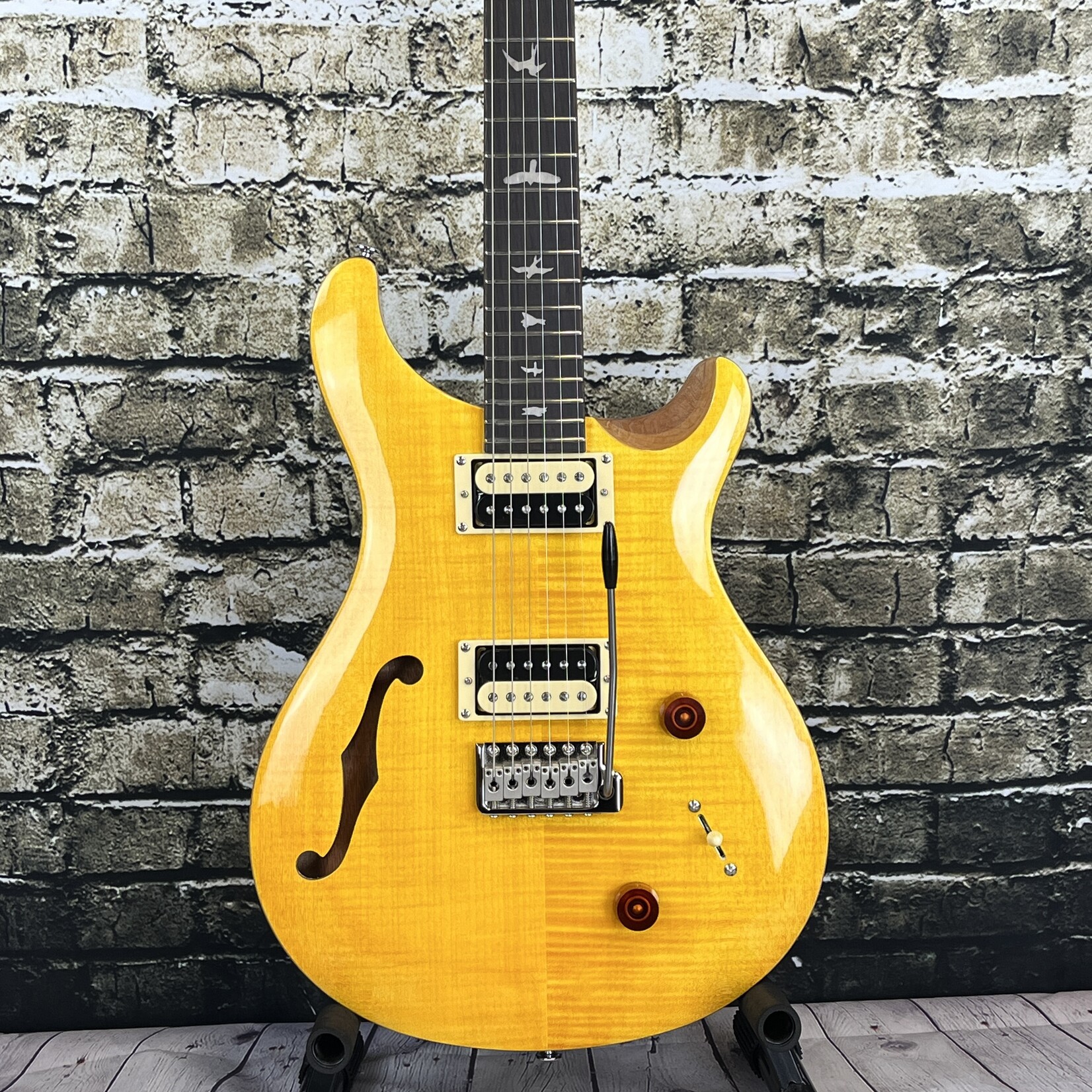 PRS SE Custom 22 Semi-Hollow Electric Guitar - Santana Yellow - With Gig Bag