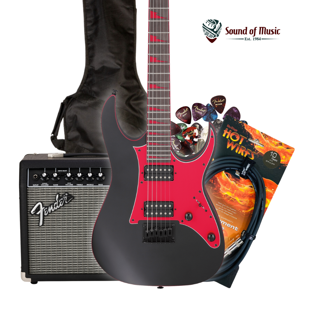 IBANEZ Ibanez Gio GRG131DX Electric Guitar - Black Flat - Package Deal With Amp, Bag, Cable, Strap, and Picks