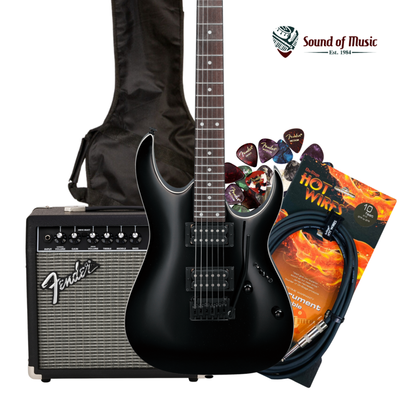 Ibanez GRGA120 GIO RGA Series Electric Guitar - Black Night - Package Deal With Amp, Bag, Cable, Strap, and Picks