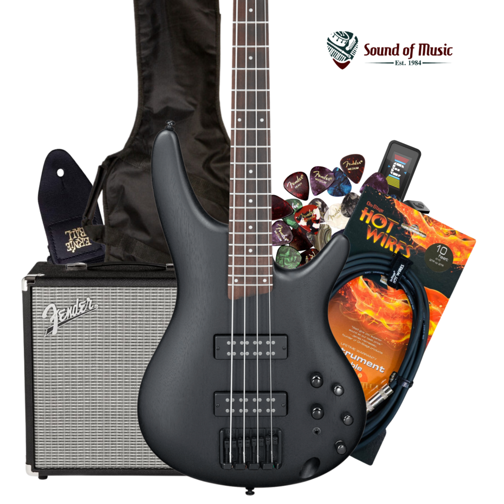 Ibanez SR300EB 4-String Electric Bass Guitar Package W/Amp, Cable, Gig Bag, Strap & Picks