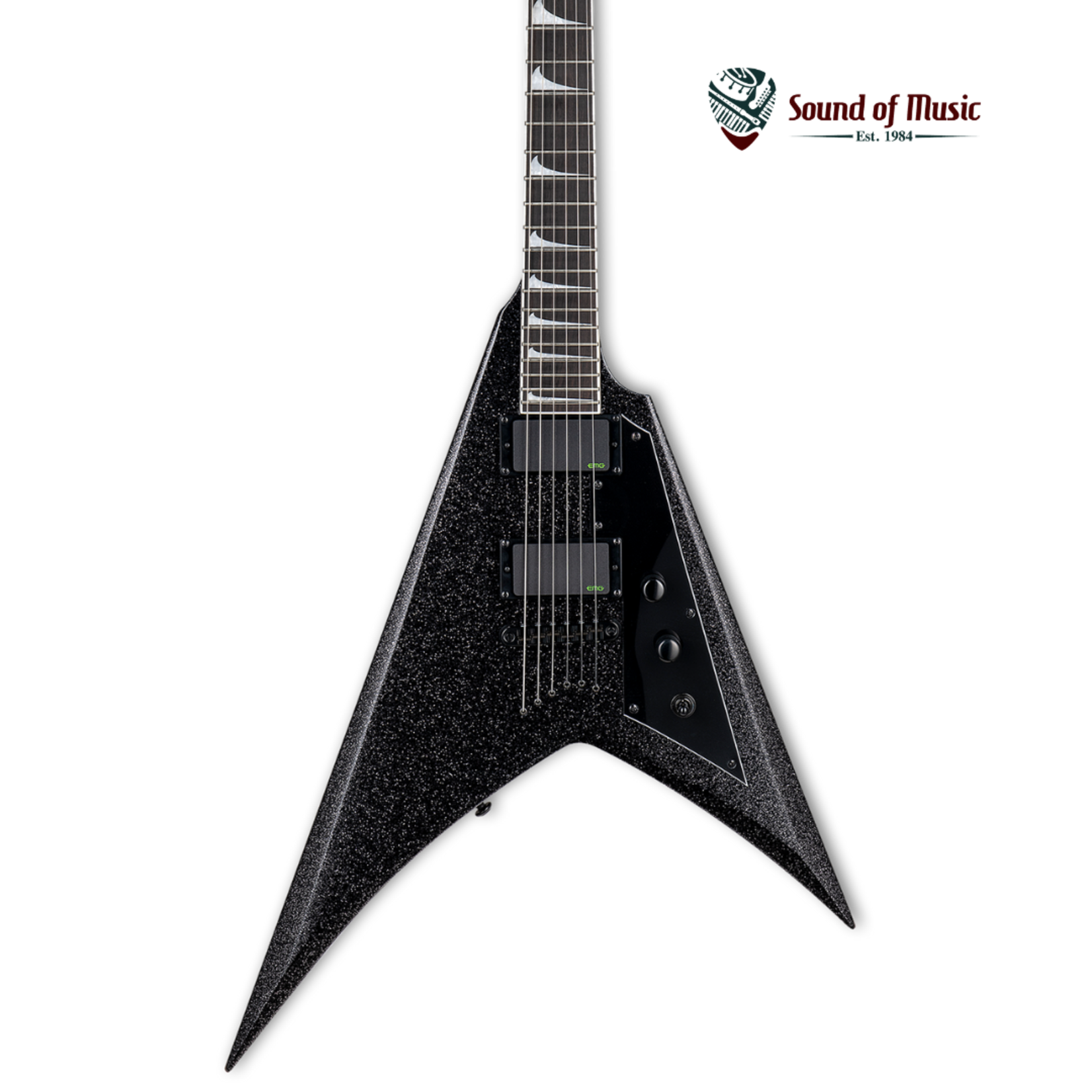 ESP LTD KH-V Kirk Hammett Signature Electric Guitar W/Case - Black Sparkle