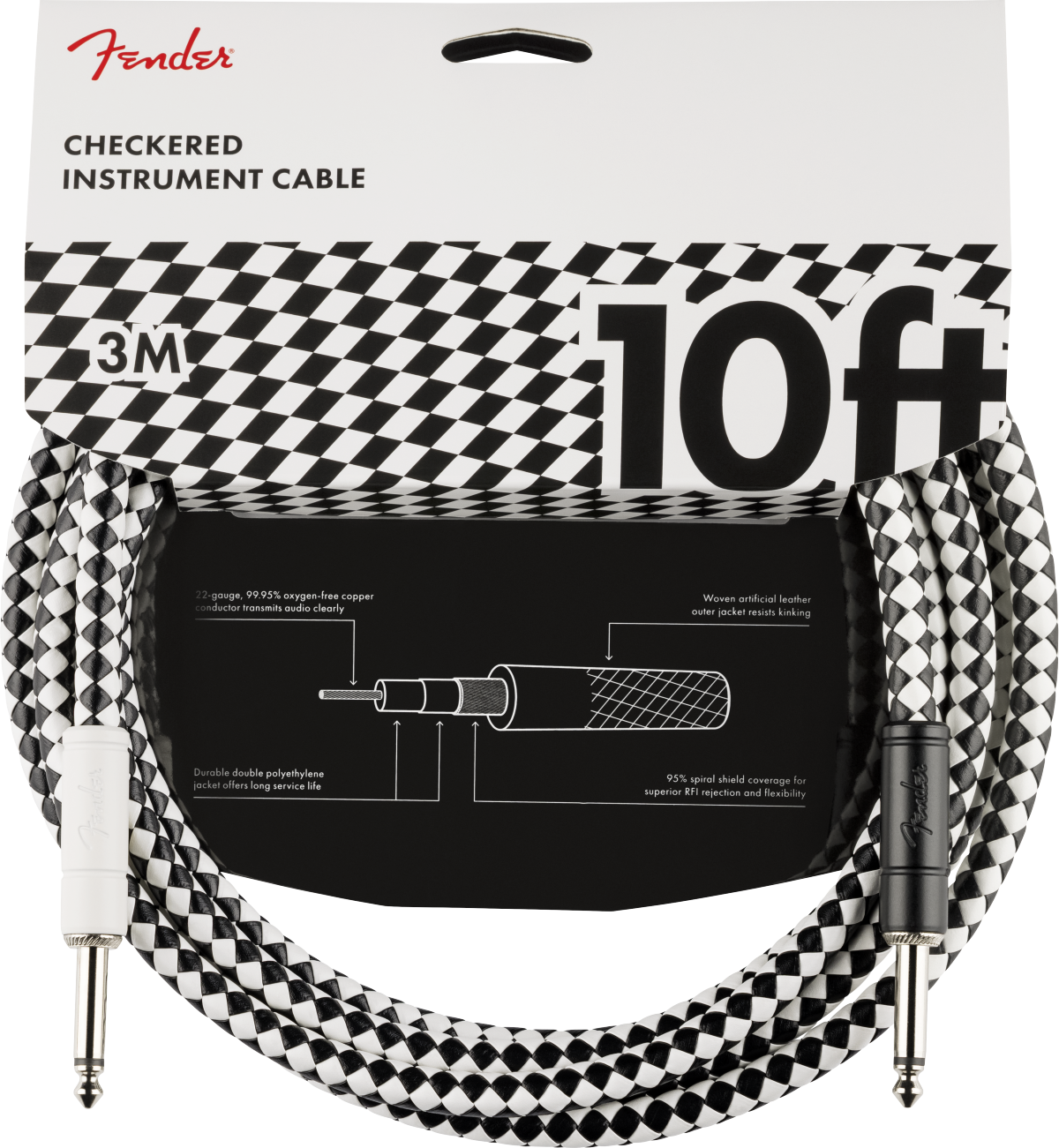 Fender Pro 10' Instrument Cable - Checkerboard