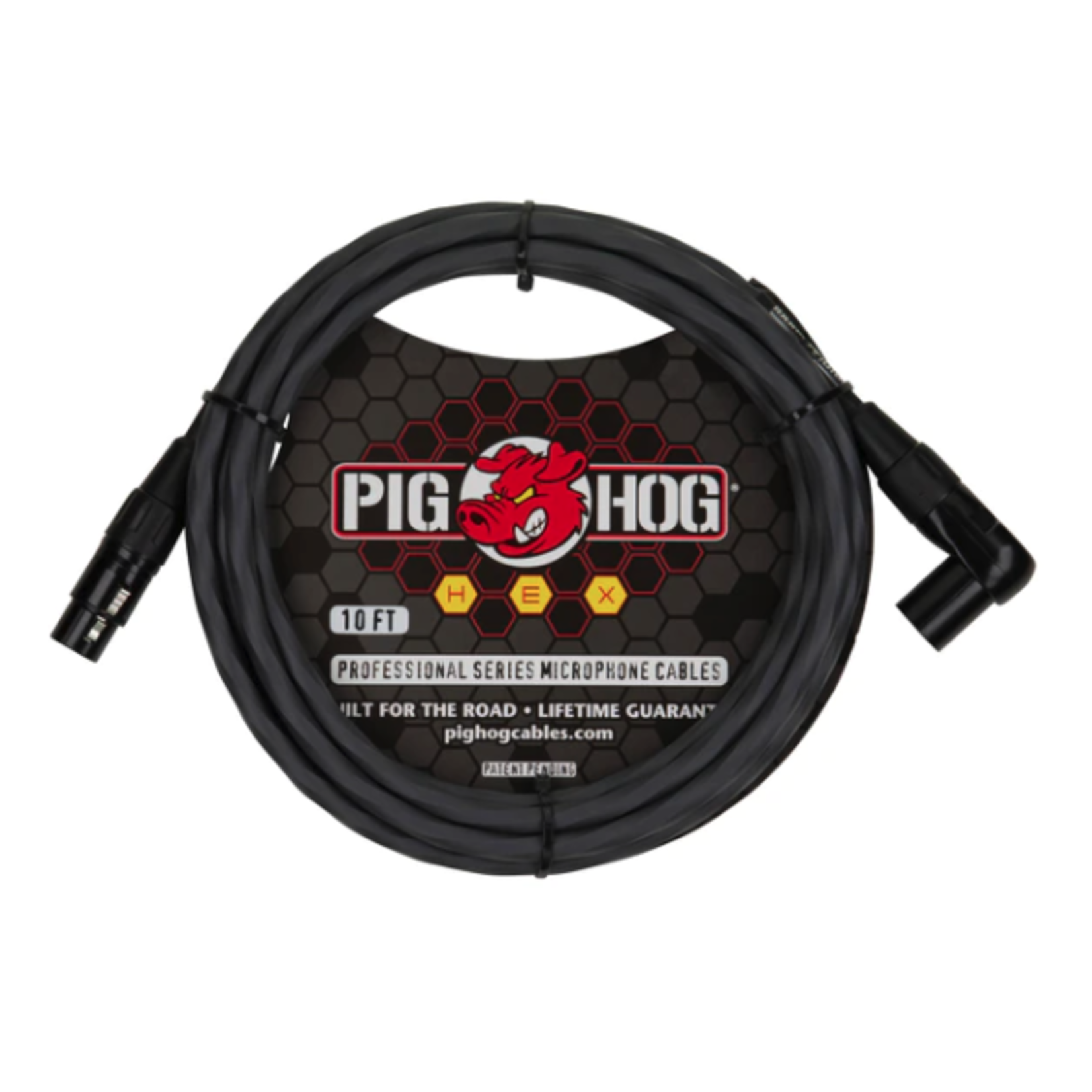 Pig Hog Hex Series Mic Cable, 10ft Right Angle - Grey