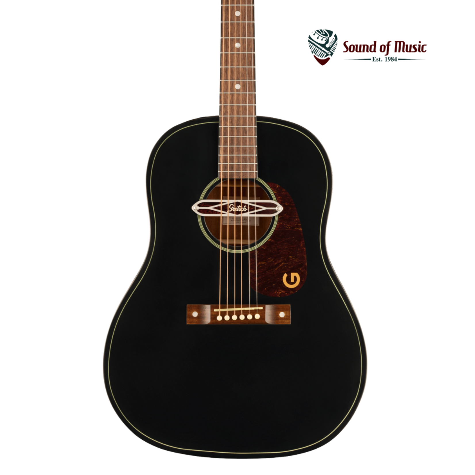 Gretsch Deltoluxe Dreadnought, Walnut Fingerboard, Tortoiseshell Pickguard - Black Top