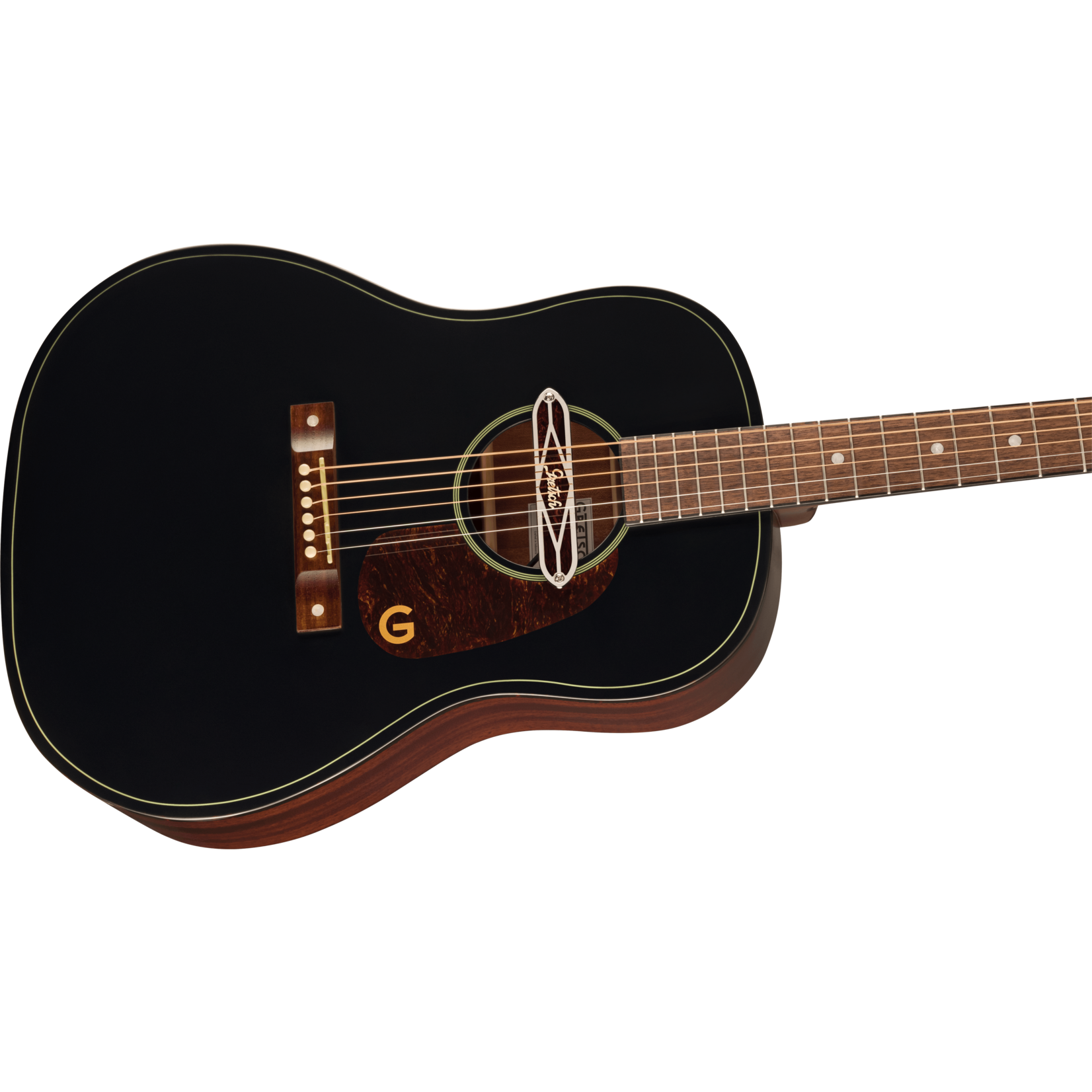 Gretsch Deltoluxe Dreadnought, Walnut Fingerboard, Tortoiseshell Pickguard - Black Top