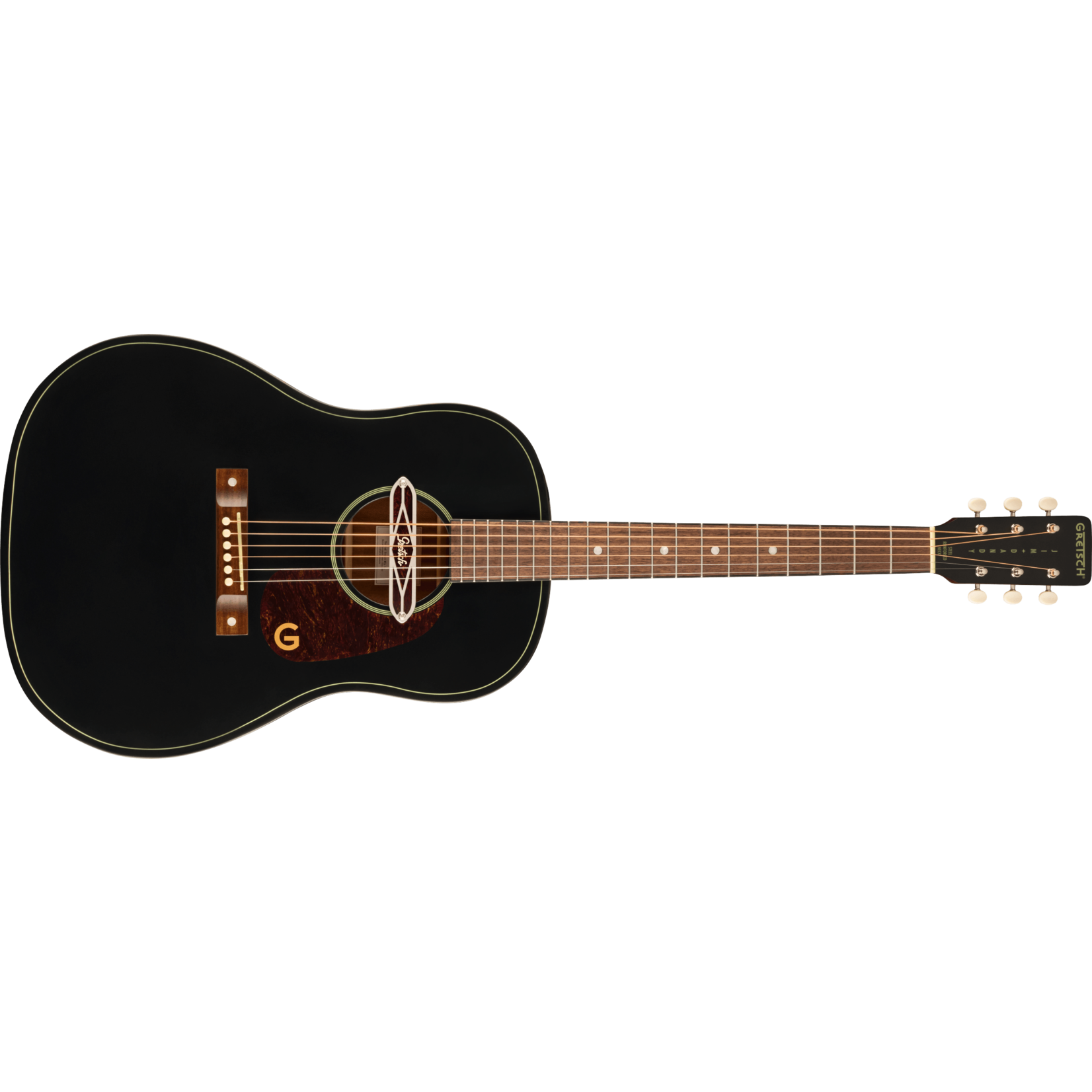 Gretsch Deltoluxe Dreadnought, Walnut Fingerboard, Tortoiseshell Pickguard - Black Top
