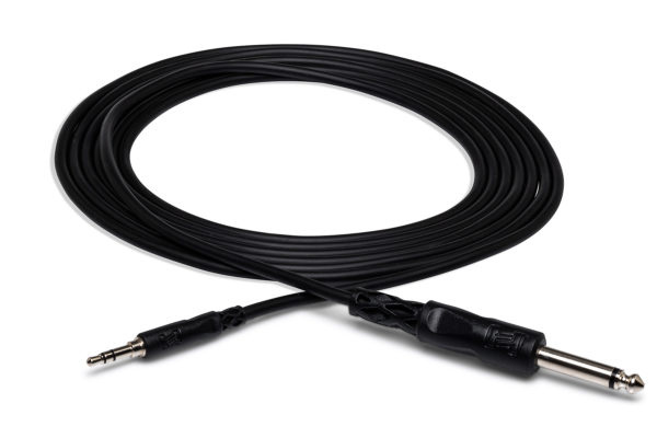 Hosa Mono Interconnect, 1/4 in TS to 3.5 mm TRS - 5 ft