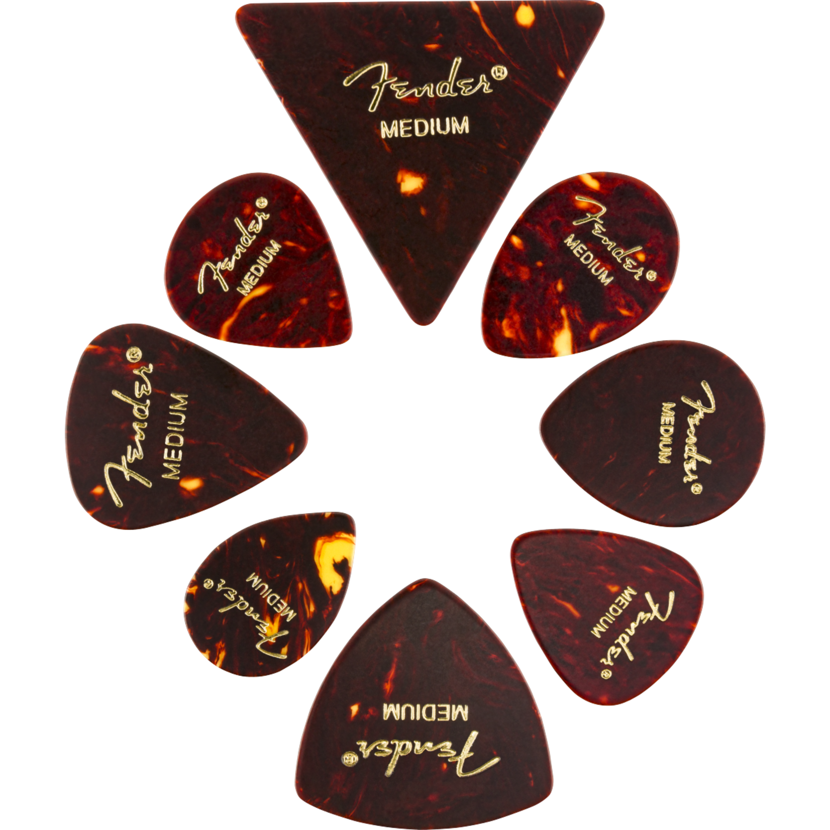 Fender All Shapes, Celluloid Medley, Tortoise Shell, Medium, (8)