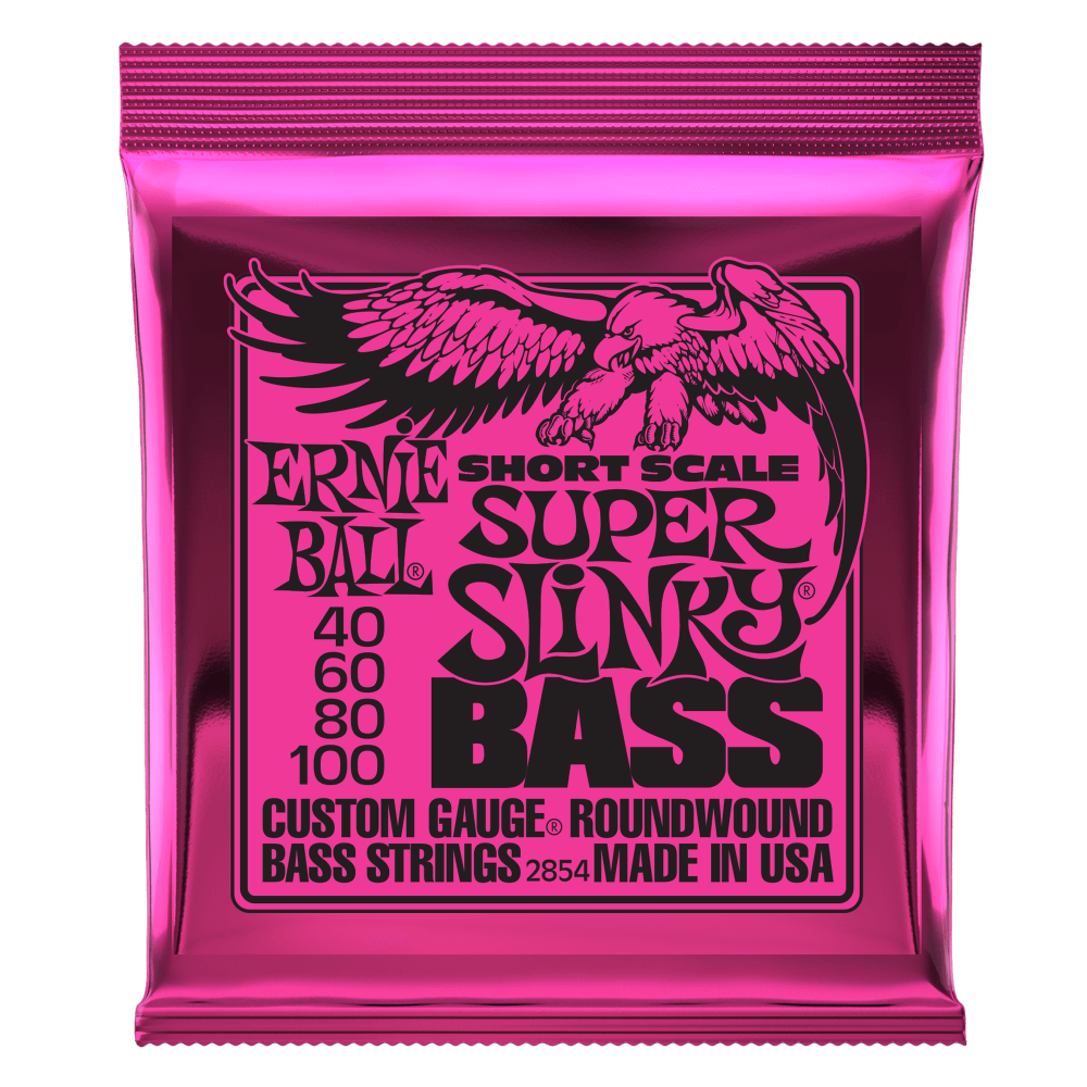 Ernie Ball Super Slinky Nickel Wound Short Scale Electric Bass Strings 40-100 Gauge