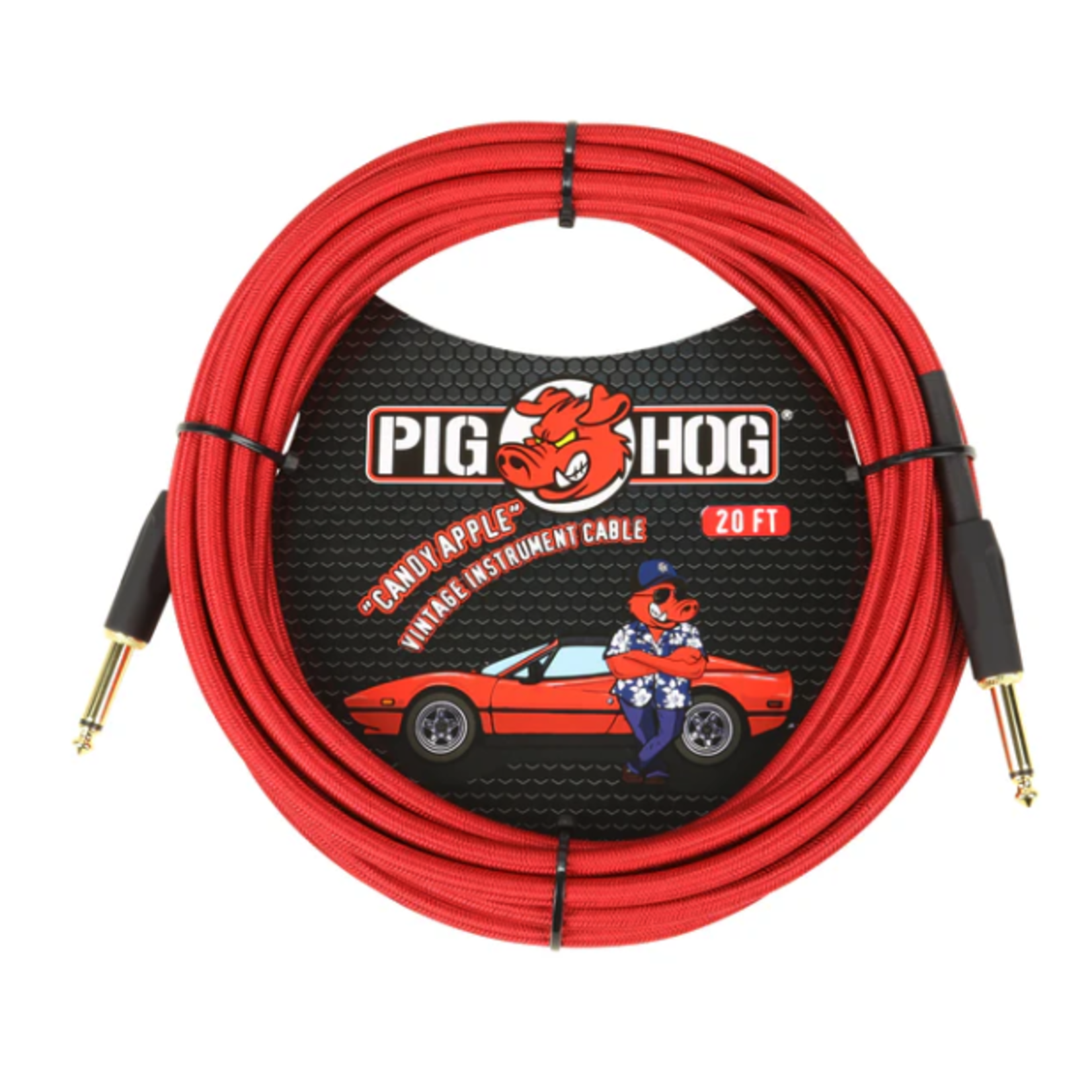 Pig Hog "Candy Apple Red" Instrument Cable - 20ft Straight